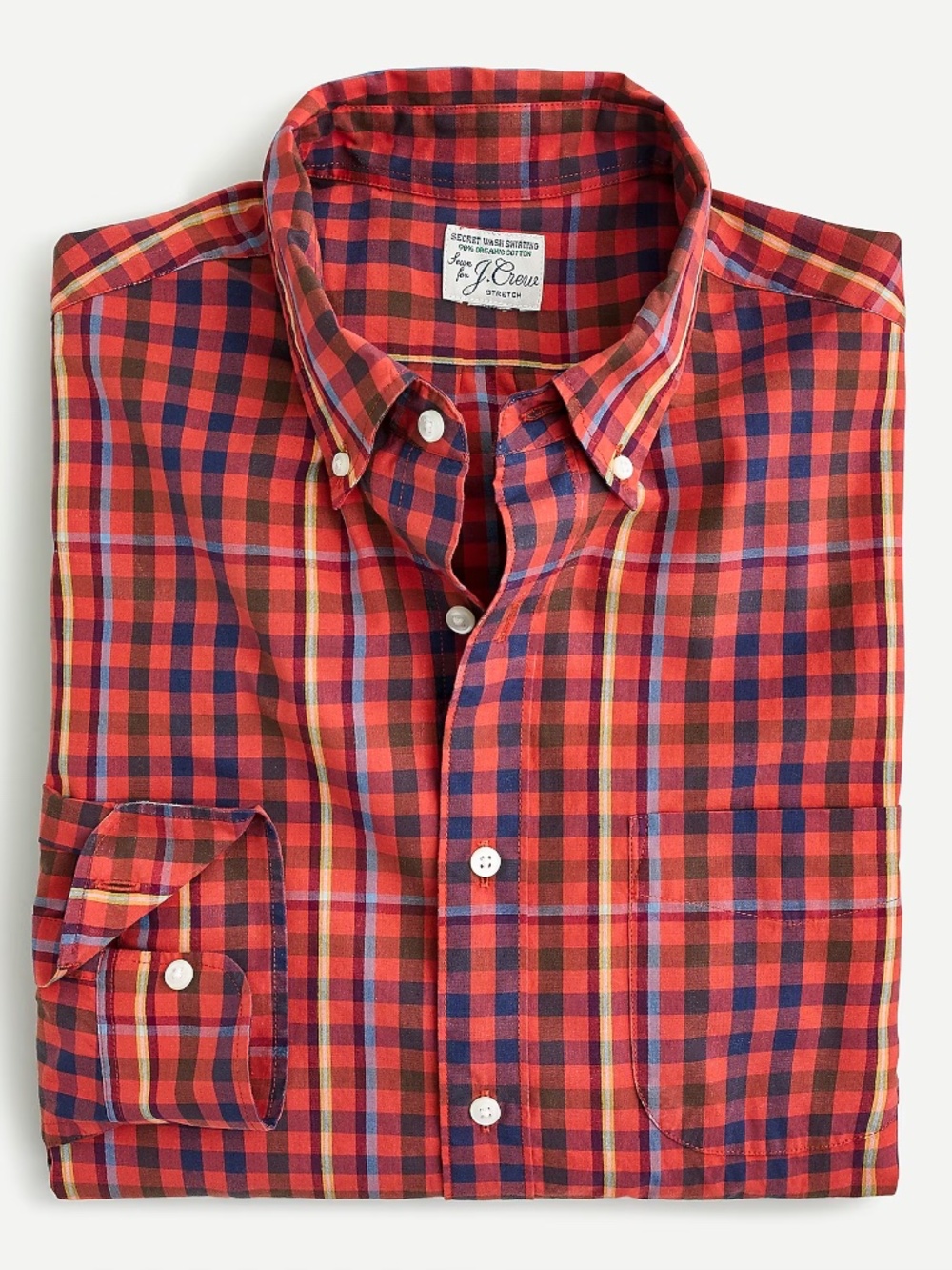 J. Crew Plaid Slim Stretch Secret Wash Cotton Poplin Button Down Oxford Shirt